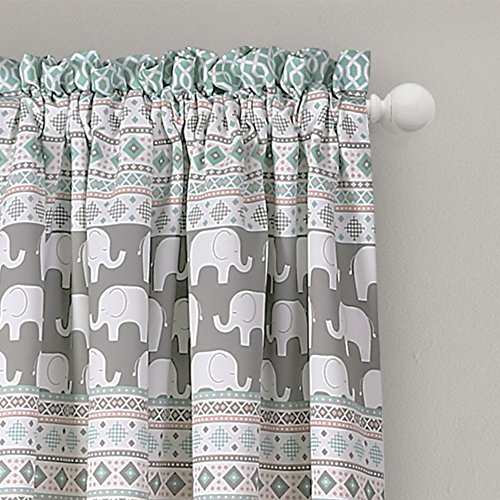 Lush Decor Juego de Cortinas con diseño de Rayas de Elefante para oscurecer la habitación, para Sala de Estar, Comedor, Dormitorio, 213 x 132 cm, Turquesa y Rosa