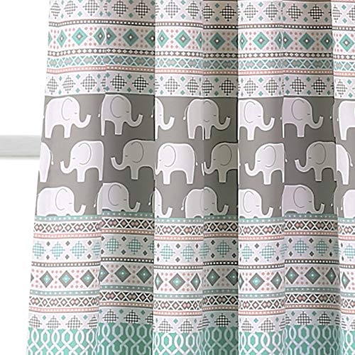 Lush Decor Juego de Cortinas con diseño de Rayas de Elefante para oscurecer la habitación, para Sala de Estar, Comedor, Dormitorio, 213 x 132 cm, Turquesa y Rosa