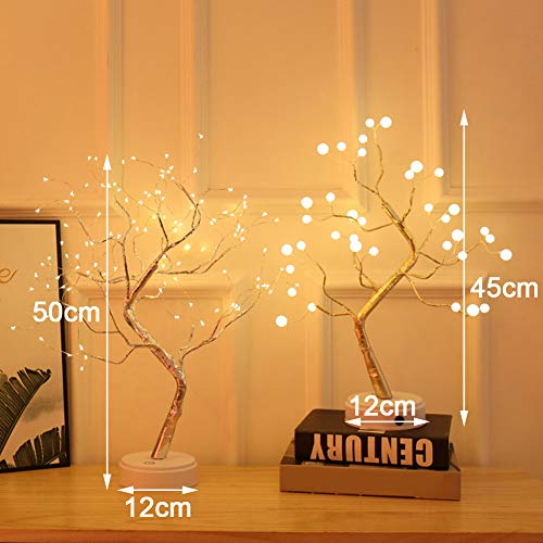 Luz de alambre de cobre ajustable en forma de árbol Bonsái, diseño de perla, luciérnaga. Luz de noche de 36 / 108 leds, perfecta para la decoración del hogar, en escritorio o mesa