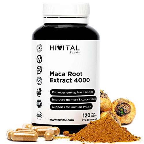 Maca Peruana Extracto Concentrado 4000 mg | 120 cápsulas vegetales | Incrementa los niveles de energía, la vitalidad y el rendimiento atlético, y ayuda al sistema inmunológico y al equilibrio hormonal