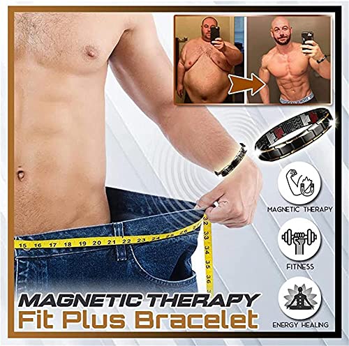 Magnetic Therapy Fit Plus Bracelet, 3Pcs Ultra Strength Magnetic Therapy Bracelet, Men's Body Slimming Weight Loss Anti-Fatigue Healing Bracelet Adjustable Length with Regulator