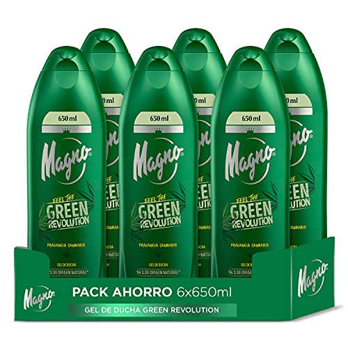 Magno - Gel de Ducha Green Revolution - 6uds de 650ml (3.900ml) - Fragancia a Cannabis - Exclusividad en esencia