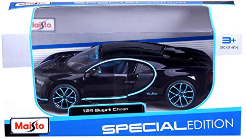 Maisto Bugatti Chiron: Modelo Fiel a Escala 1:24, Puertas móviles, 19 cm, Gris (531514BK)