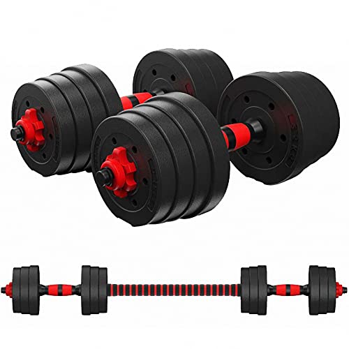 Mancuernas Ajustables Pesas Set, 2 En 1 De Dumbbell con Barras ConexióN, para Gimnasio Casa Juego Ejercicio, Baratas Equipo Fitness Desmontable, Recubierta Goma Discos,Negro,10kg