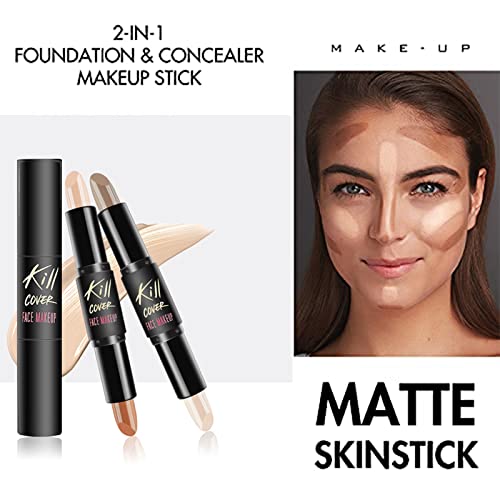 Maquillaje Contouring Wonder Stick, Contouring e Iluminador en Crema, 2 en 1 Concealer Contour Composición doble 3D maquillaje de la cara Resalte Sombra Barra contorno de Lápiz Corrector Pen crema (3)