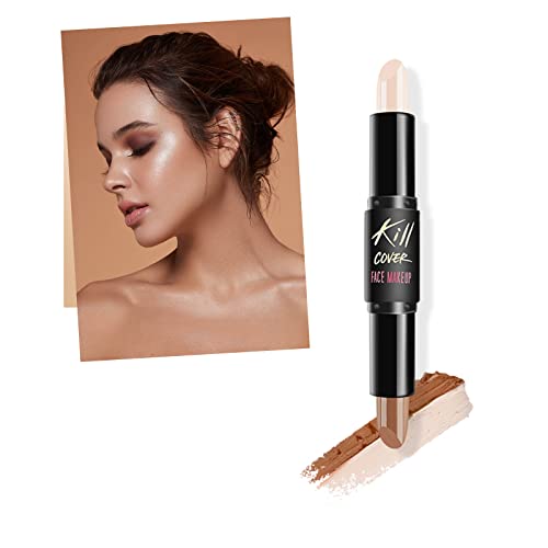 Maquillaje Contouring Wonder Stick, Contouring e Iluminador en Crema, 2 en 1 Concealer Contour Composición doble 3D maquillaje de la cara Resalte Sombra Barra contorno de Lápiz Corrector Pen crema (3)