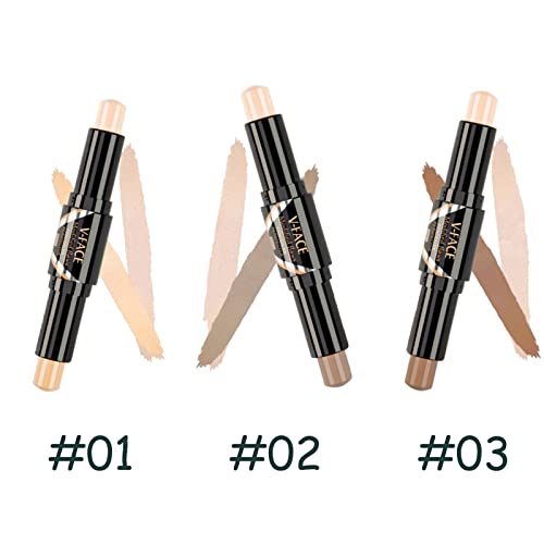 Maquillaje Contouring Wonder Stick, Contouring e Iluminador en Crema, composición doble 3D maquillaje de la cara Resalte Sombra Barra contorno de Lápiz Corrector Pen crema de textura (3#)