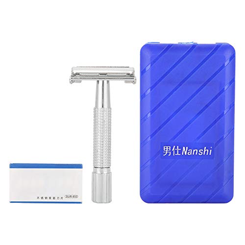 Maquinilla de Afeitar Manual Para Hombre Con Estuche, Afeitadora de Barba de Doble Filo Con Aleación de Zinc, Afeitadora Recta Clásica Para Barba, Cabello, Vello Corporal