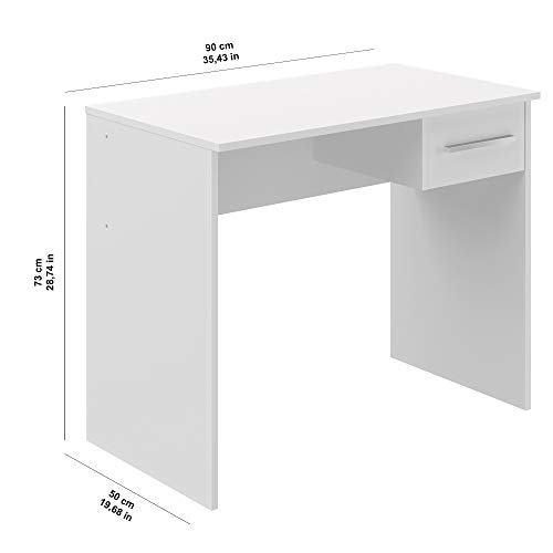 Marca Amazon - Movian Inari Modern - Escritorio con 1 cajón, 50 x 90 x 73 cm (blanco)