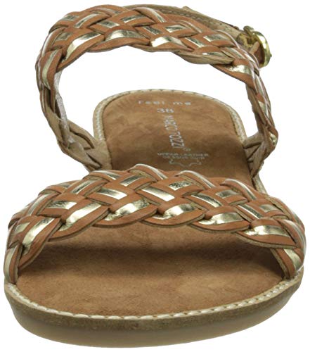 MARCO TOZZI 2-2-28134-26 Leder Sandale, Sandalia Mujer, Cognac Comb, 42 EU