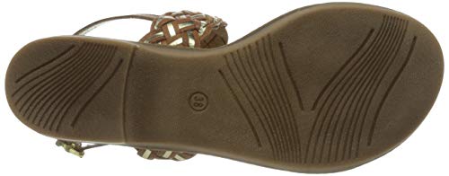 MARCO TOZZI 2-2-28134-26 Leder Sandale, Sandalia Mujer, Cognac Comb, 42 EU