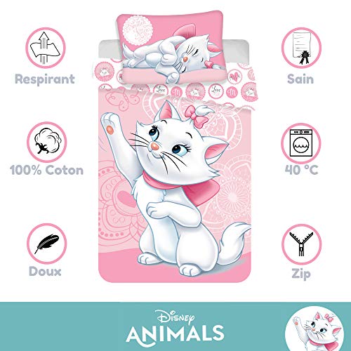 Marie Aristocats - Juego de funda nórdica y funda de almohada (100 x 135 cm y 40 x 60 cm)