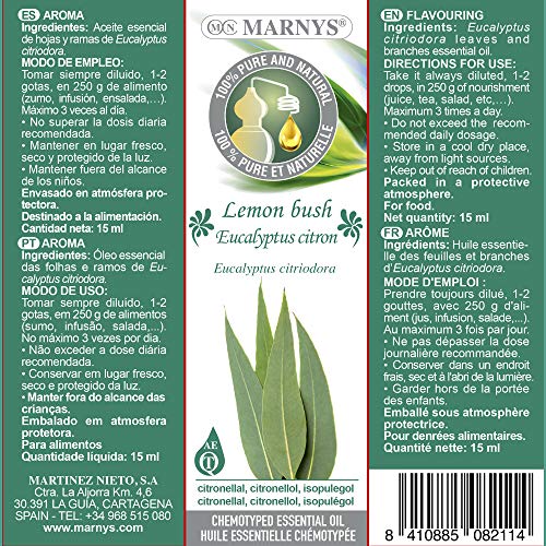 MARNYS Aceite Esencial Eucalipto Limón 100% Puro Quimiotipado 15ml