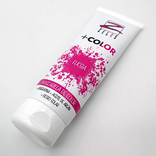 Mascarilla de Color para el Pelo - Rosa Fucsia - 200 ml - Mascarilla Acondicionadora - Queratina y Aceite de Argán - Potencia el Color Desgastado o Crea Tonos Fantasía - Uso Profesional - Zelos