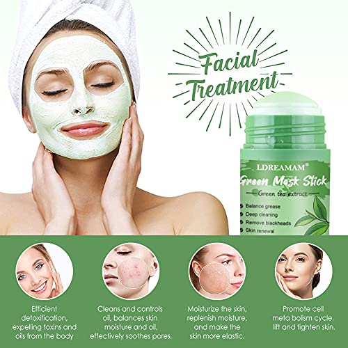 Mascarilla de té verde,Green Tea Stick Mask,Green Tea Cleansing Mask,Control De Aceite Hidratante Facial,Limpieza Profunda,Eliminación negros & acné,Para Todo Tipo de Piel