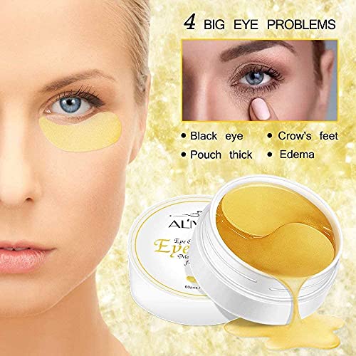 Mascarilla para tratamiento debajo de los ojos de oro de 24 quilates - 30 pares de parches para los ojos para ojeras, antiarrugas, almohadillas de gel de colágeno para los ojos