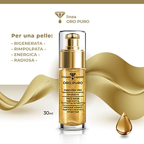 Mascarillas Facial con Acido Hialuronico Puro - Oro Coloidal - Regenera las Células Faciales y el Colágeno - Mascarilla Facial Para Todo Tipo de Piel 30ML