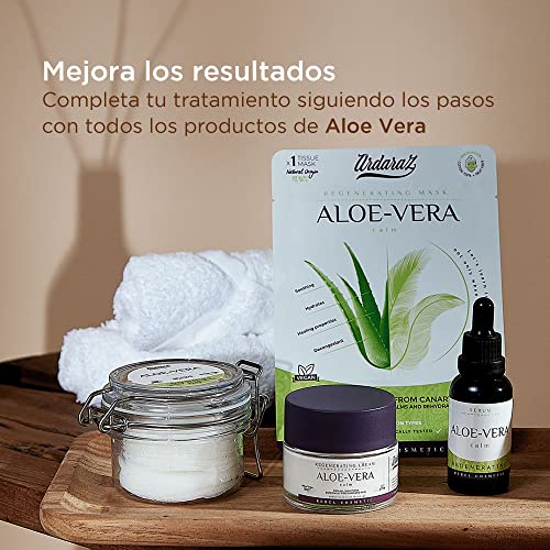 Mascarillas faciales Hidratantes Calmantes con Aloe Vera Canario. Mascarillas faciales Pack de 5. Potente acción Hidratante y Refrescante. Tejido Natural de Fibra de Frutas