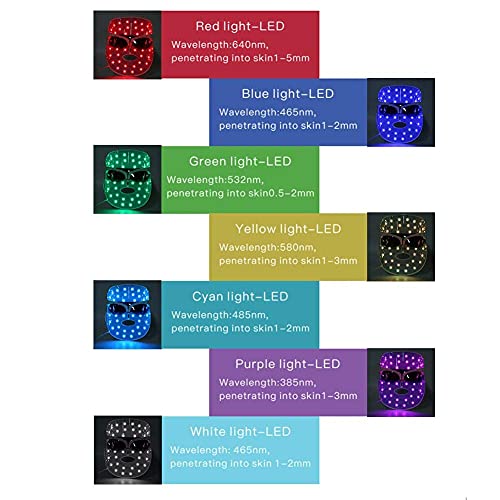 Maschera a LED, 7 colori per viso, ringiovanimento della pelle con fotoni a LED Bellezza macchina Collagene, maschera per la cura della pelle del viso, antinvecchiamento, rughe, cicatrici, maschera pe