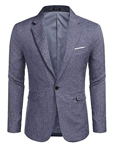 MAXMODA Blazer Hombre Slim Fit Chaqueta Blazer Casual Botón Azul Marino