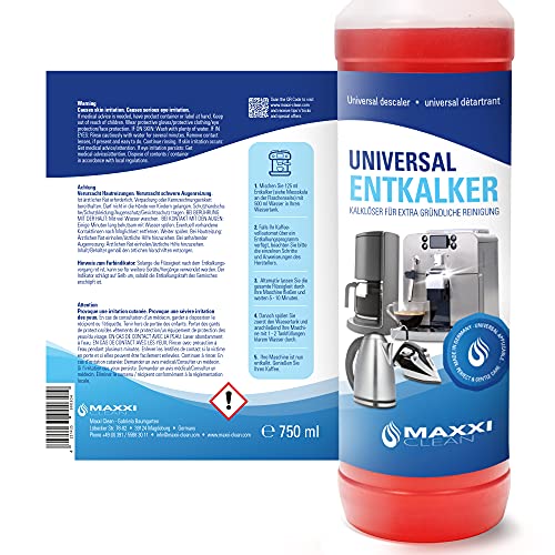 Maxxi Clean Power Descalcificador universal para su cafetera automática - apto para todas las marcas conocidas - eliminador de cal para una limpieza extra a fondo (1x 750 ml)