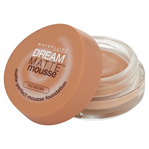 Maybelline Dream Matte Mousse 32 Golden Cazuela Crema - base de maquillaje (Golden, Piel mixta, Piel normal, Piel sensible, Piel grasosa, Cazuela, Crema, Mate, 57 mm)