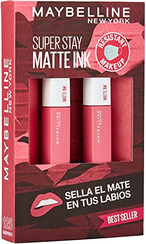 Maybelline New York, SuperStay Matte Ink, Cofre 2 Pintalabios Permanentes Líquidos de Larga Duración, Efecto Mate, Maquillajes Labiales, Tono 125 Inspirer - 2 Unidades, 10 ml