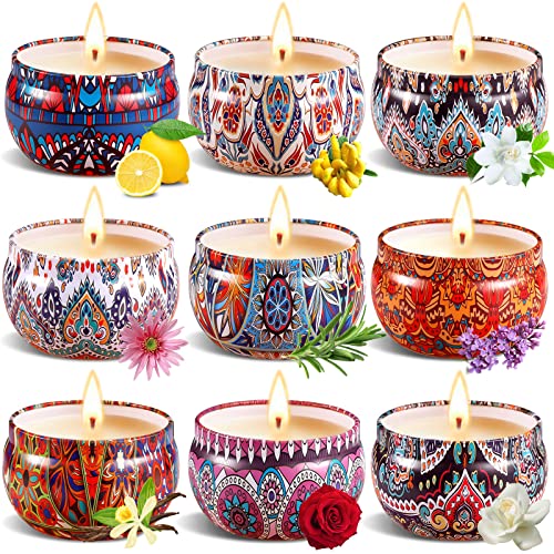 McNory Velas Aromaticas 9 Piezas Juego De Regalo De Velas Perfumadas, Vela Aromática Regalo de Velas de Aromaterapia Cera de Soja Natural Velas Decorativas Vela de Viaje para Yoga Baño Dormitorio