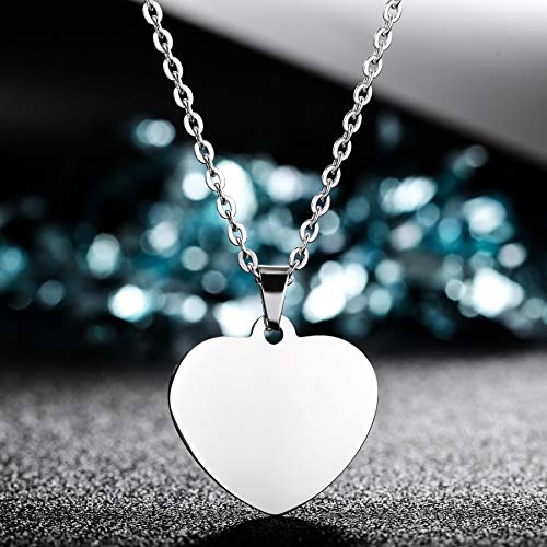 MeMeDIY Colgante de corazón Personalizado para Hombres Mujeres Grabado Nombre/Texto/Fecha/Color Imagen Collar de Fotos para Parejas Regalos de Dama Honor Mejor Amigo Amantes Acero Inoxidable Joyería