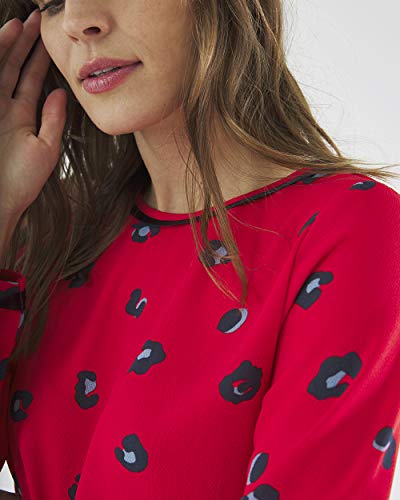 Mexx Camiseta Estampada de Manga Larga Blusa, Rojo, L para Mujer