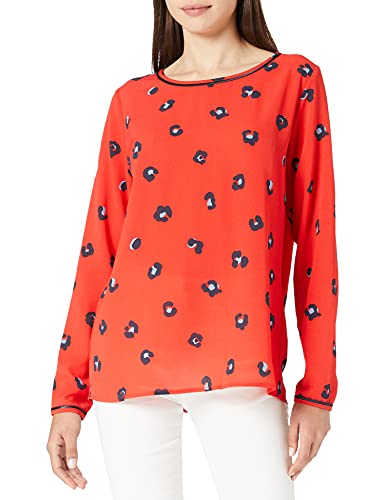 Mexx Camiseta Estampada de Manga Larga Blusa, Rojo, L para Mujer