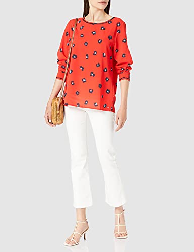 Mexx Camiseta Estampada de Manga Larga Blusa, Rojo, L para Mujer