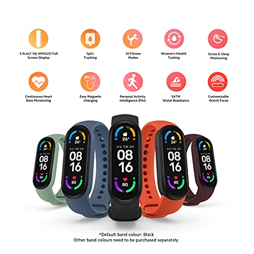 Mi Smart Band 6 *1.56 Pantalla Completa Amoled* 30 Modos de Entrenamiento* Monitor SpO2* Resistente al Agua hasta 50 m* Aplicación Conection Mi Wear y Mi fit