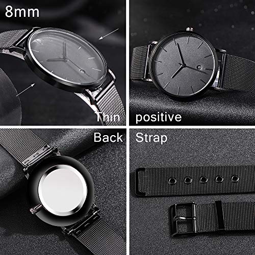 MICGIGI Minimalista Reloj de pulsera de cuarzo analógico Reloj de acero inoxidable para hombres