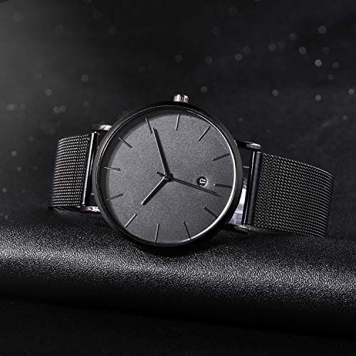 MICGIGI Minimalista Reloj de pulsera de cuarzo analógico Reloj de acero inoxidable para hombres