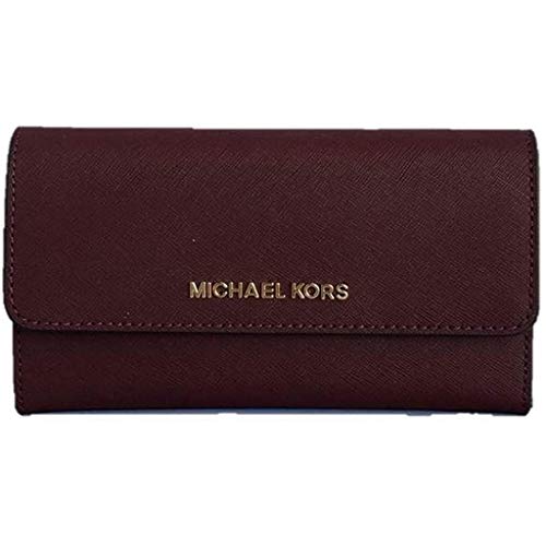 Michael Kors Jet Set Travel Large Trifold Saffiano Leather Wallet - Merlot