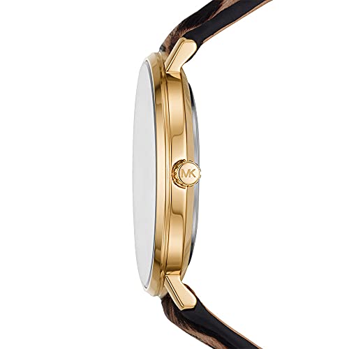 Michael Kors Reloj de Mujer PYPER, Tamaño de Caja de 38 mm, Movimiento de Tres Manecillas, Correa de PVC, Pelaje