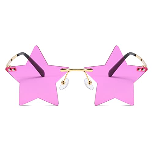 Milageto Gafas de Sol con Forma de Estrella a la Moda para Mujer, con Personalidad Irregular, Gafas únicas sin Marco, Coloridas - Rosa púrpura