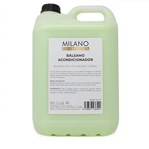 Milano Bálsamo Acondicionador 5000 ml Acondicionador en garrafa, hidratante y reparador para el pelo, sin sulfatos ni parabenos