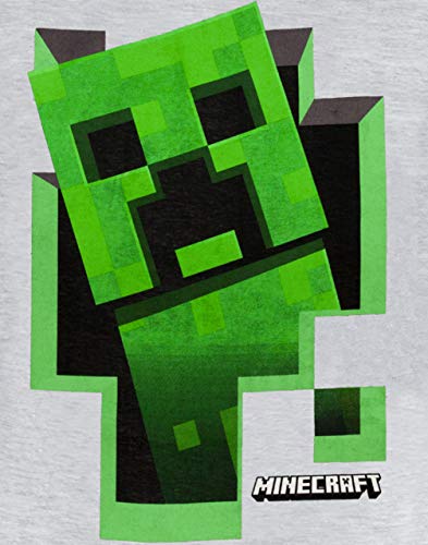 Minecraft Camiseta para niños Green Creeper Kids Top Gris de Manga Corta Mojang 9-10 años