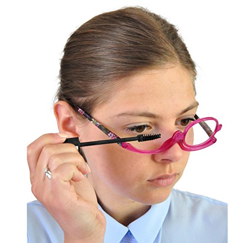 Mini Brille Gafas de Maquillaje, Gafas Para Maquillarse con Lente Abatible,Gafas con Lente que Gira Para Ayudarte con el Maquillaje con Funda Gratuita, Dioptrías +2.0 (Púrpura)