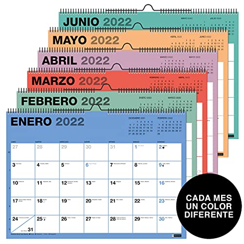 Miquelrius - Calendario de pared 2022 Chromat - tamaño A3 (420 x 296 mm) - con espacio para anotar - Multicolor