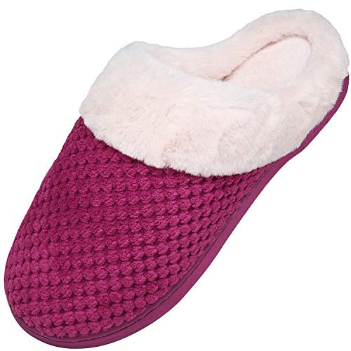 Mishansha Pantuflas Hombre Zapatillas de Estar por Casa para Mujer Invierno Antideslizantes CáLido Cómodas Memory Foam Slippers Rojo, Gr.38/39 EU
