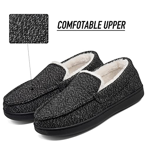 Mishansha Zapatillas de Casa Hombre Mujer Invierno Mocasines Pantuflas Cálido Pantufla de Espuma Viscoelástica con Suela de Goma Antideslizante, Negro 39