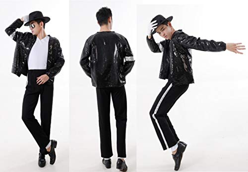 MJ Cosplay Kid Disfraz de Cosplay para Adultos 4pcs MJ Billie Jeans Jacket + Pant + Socks + Guante (W: 65-70kg H:170-180cm)