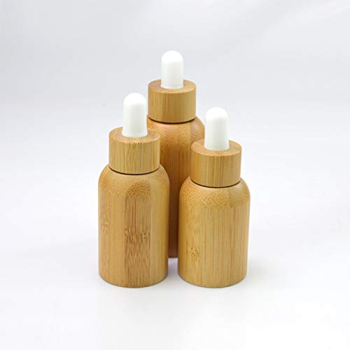 MKNZOME 3 Pcs Cuentagotas Botellas de Aceite Esencial, Maquillaje Cosmético Frasco Contenedor de Madera Natural, Portátiles para Aceites Esenciales, Aromaterapia, Fragancia, Perfume#5