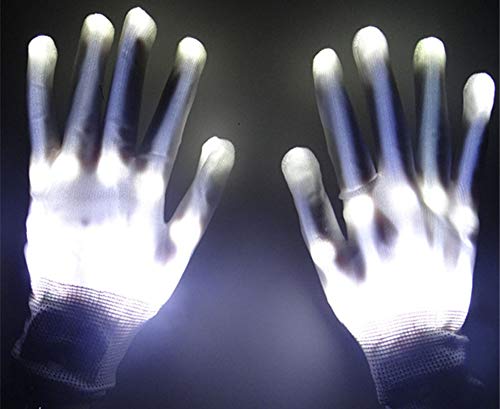 MLGM Guantes Luminosos De Color Guantes Luminosos Arcoíris Superbrillantes Guantes Decorativos Luminosos Led Tamaño Libre Blanco