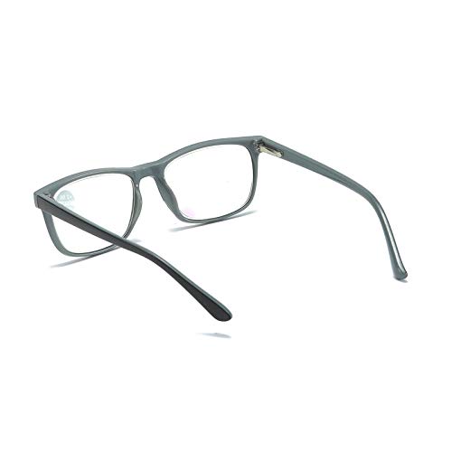 MMOWW Gafas de lectura anti-Blu-ray, gafas cuadradas de moda para ordenador para hombres y mujeres con bisagra de resorte antifatiga(gris,+1.5)