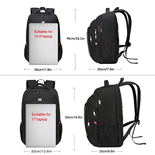 Mochila Portatil Mochila Hombre Mochila Ordenador Portatil 15.6 Pulgadas Mochila Portatil con Ranura USB Mochila del Negocio Trabajo Diario Viaje Escolares - Negro