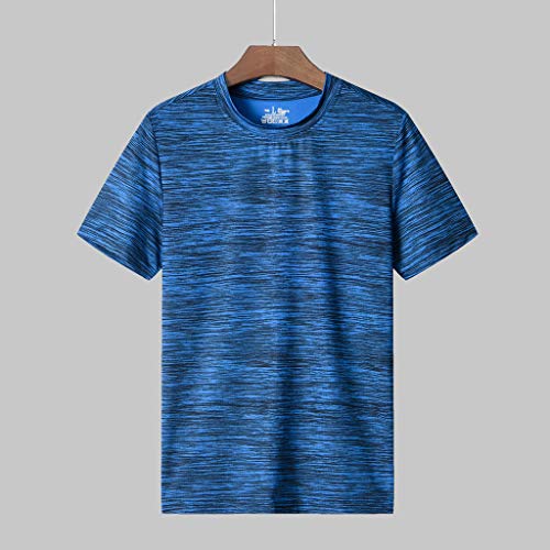 Moda Color Sólido Camiseta de Manga Corta para Hombre Fitness Entrenamiento Transpirables Secado rápido T-Shirt de Verano Remera Manga Corta Absorción De Sudor MMUJERY